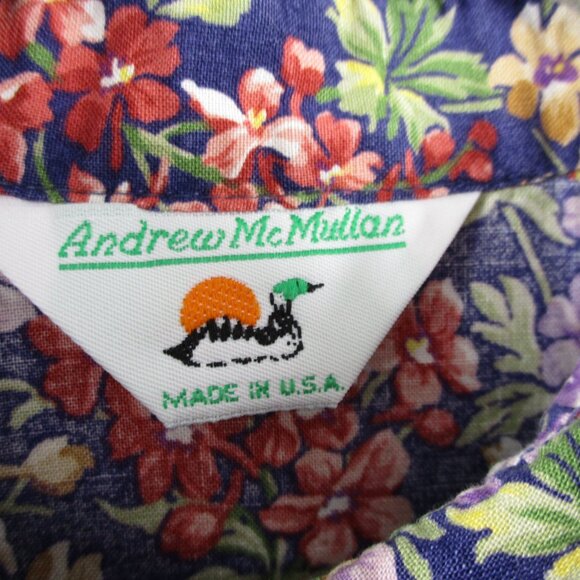 VINTAGE Andrew McMullan Shirt Womens 8 Pink Blue Floral Print Lilac USA Made - Picture 3 of 12